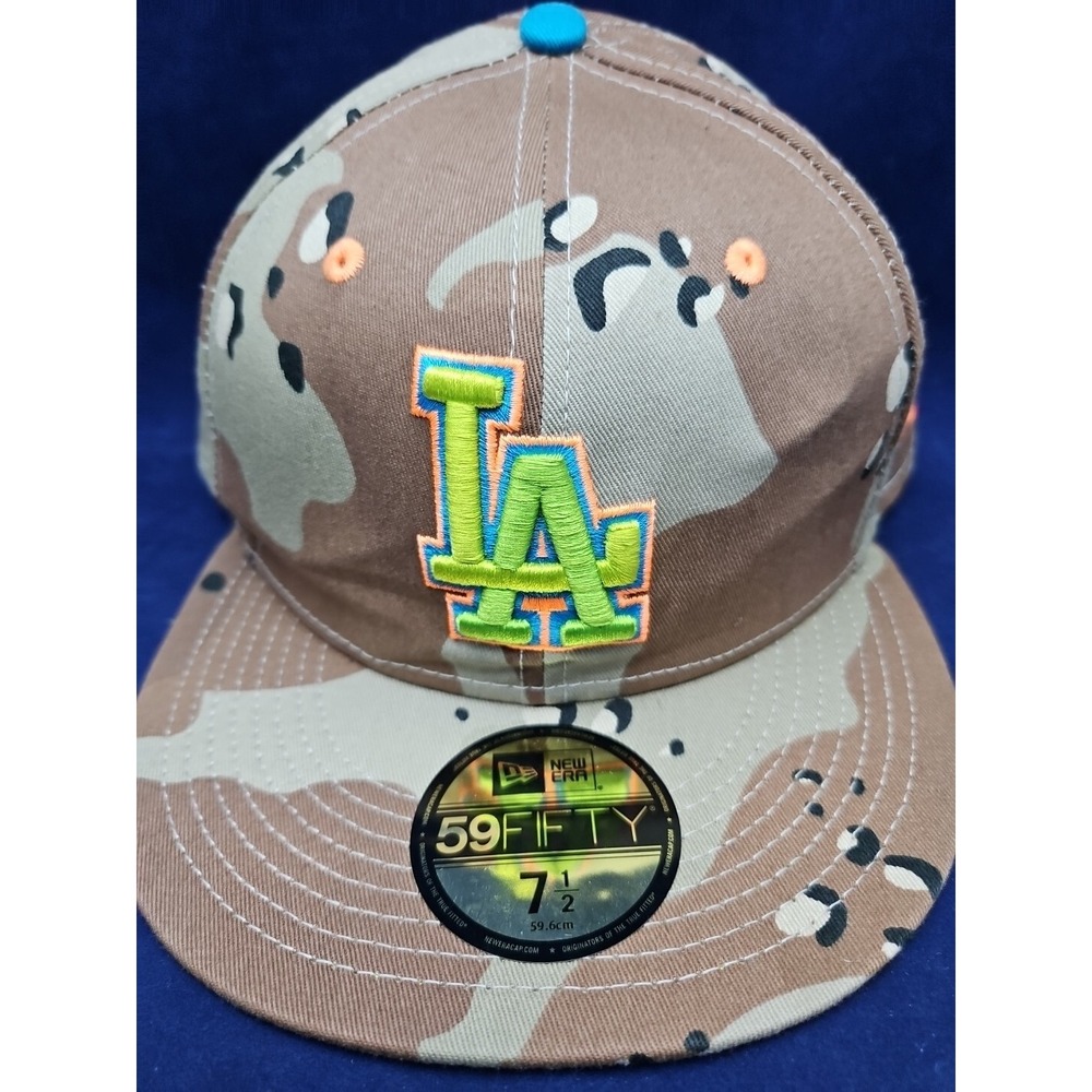 MLB LA Dodgers New Era 59FIFTY Desert Camo Pop Flourescent Green UV Brand New